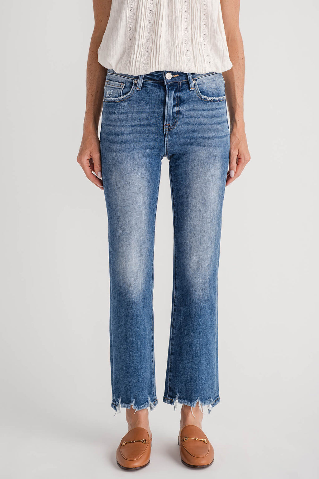 Risen High Rise Step Hem Jeans