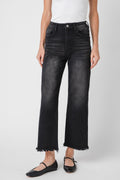 Risen Crop Washed Black Jeans